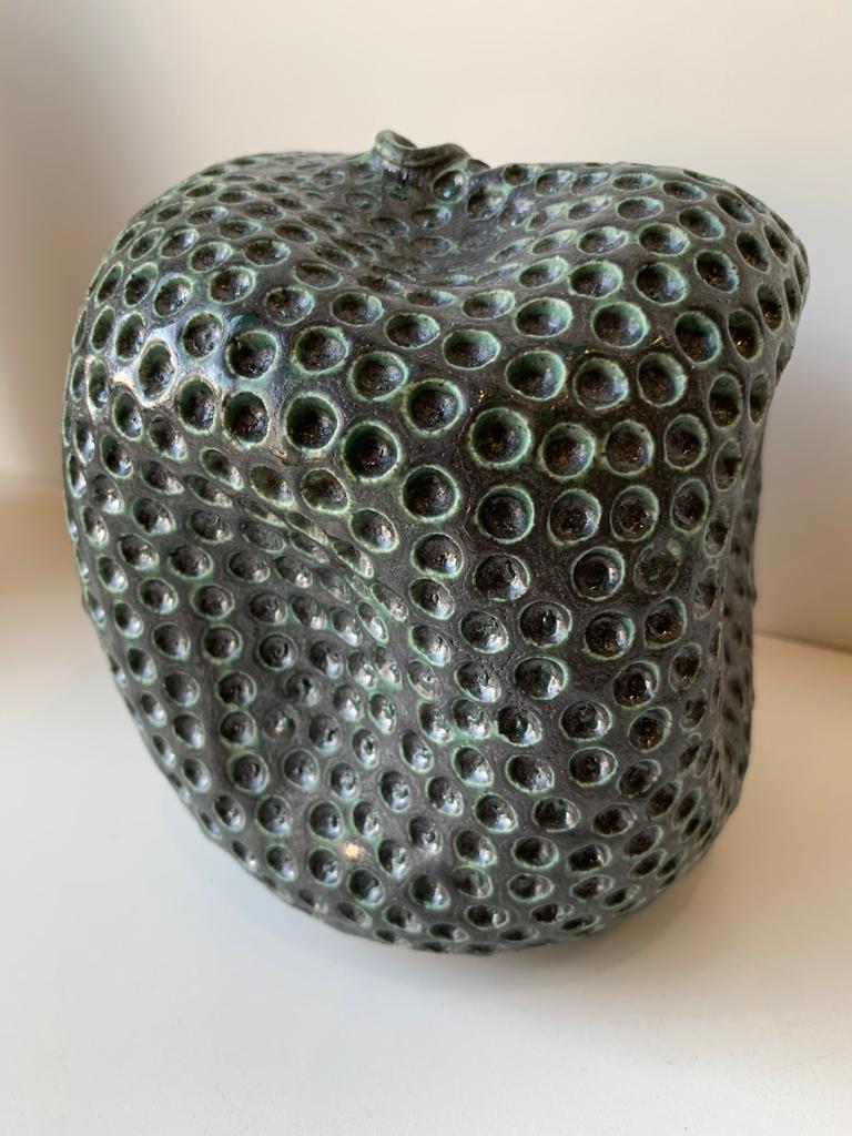 Small Carved Green Ceramic Vase