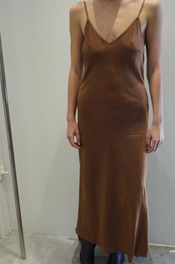 Calf-Length Bias Long Slip in Amber (Sold Out) Des Kohan Calf-Length Bias Long Slip in Amber (Sold Out) Des Kohan