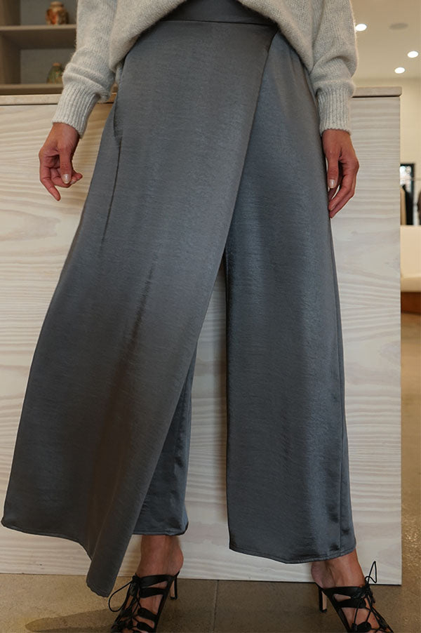 Sid Neigum Asymmetrical Crossover Pant In Silky grey