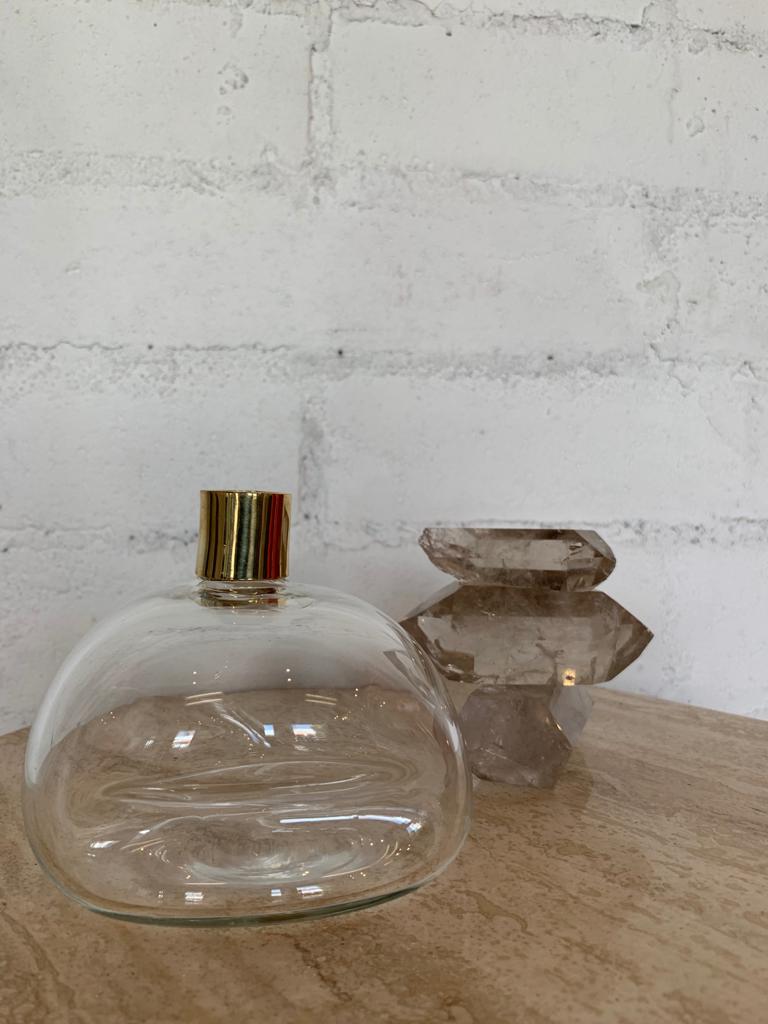 Clear Glass + Bronze Candlestick Holder