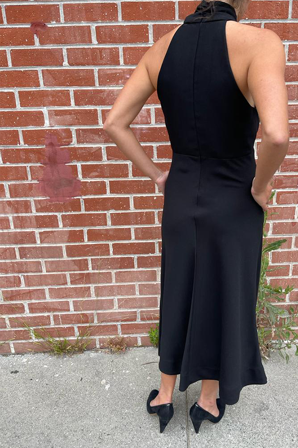 Cross Front Bodice Dress in Black