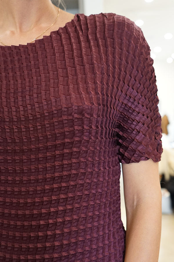 Double Knife Pleat T-Shirt in Bordeaux (Sold Out)