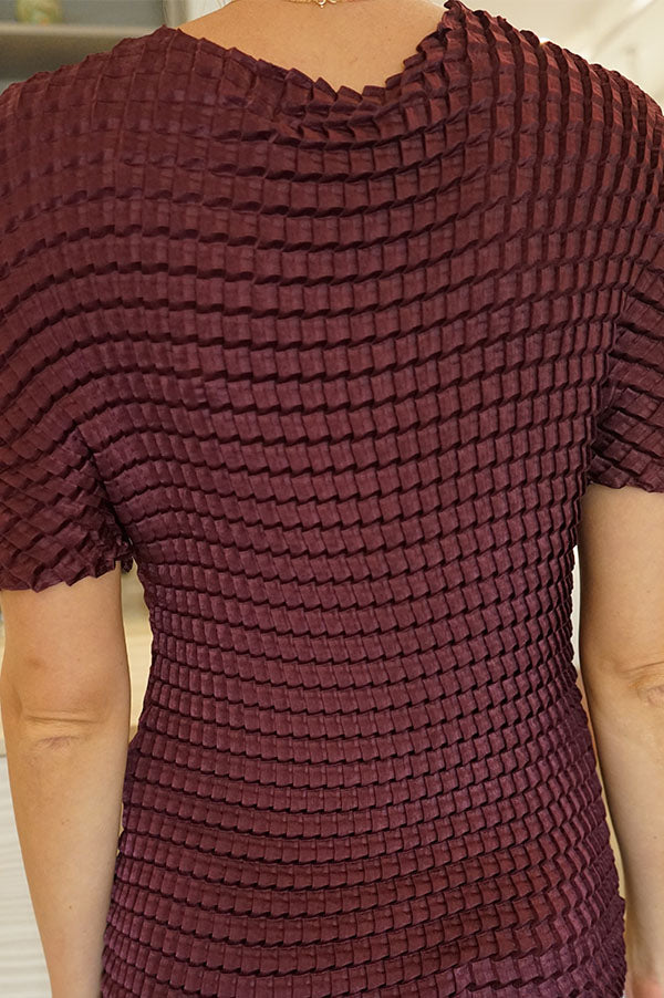 Double Knife Pleat T-Shirt in Bordeaux (Sold Out)