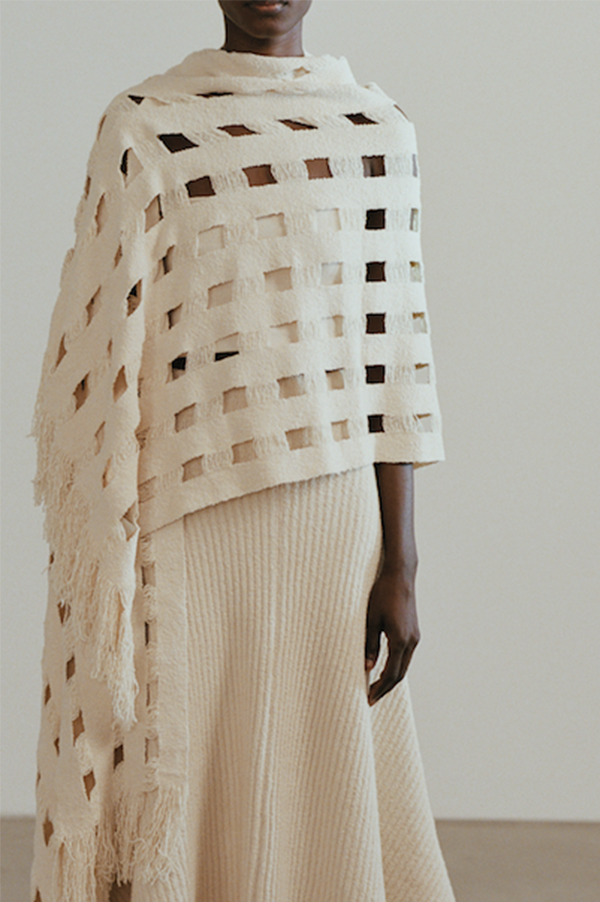 Lauren Manoogian Handwoven Grid Wrap Natural