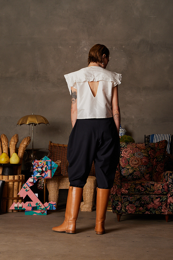 Silk taffeta gallery cropped blouse in white Chelsea Mak