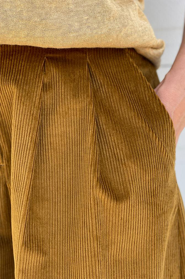 Dusan High waisted cashmere corduroy pants in golden brown