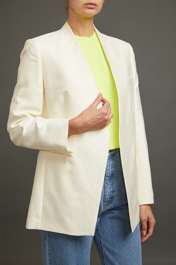 Jakari Standing Collar Suit Jacket In Off White (Sold Out)