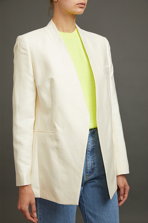 Jakari Standing Collar Suit Jacket In Off White (Sold Out)