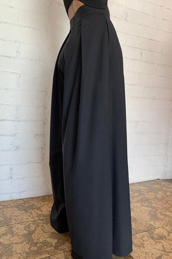 Sid Neigum Japanese Suiting Pant with Double Pleats In Black