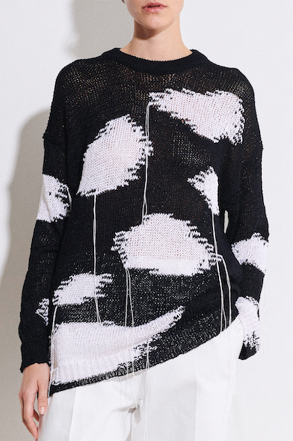 Kaidi Intarsia Knit Sweater in Black