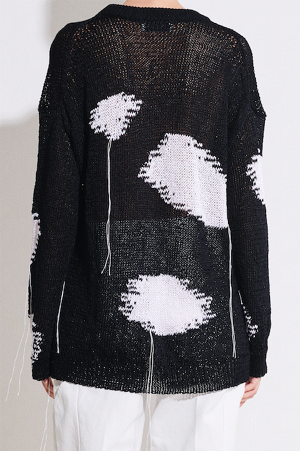 Kaidi Intarsia Knit Sweater in Black