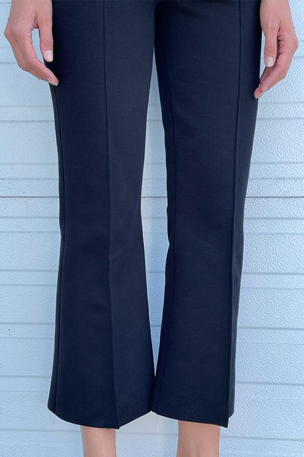 High Sport Kick Stretch-Cotton Pants In Subtle Jacquard Black
