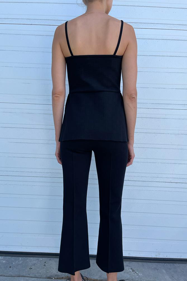 High Sport Kick Stretch-Cotton Pants In Subtle Jacquard Black