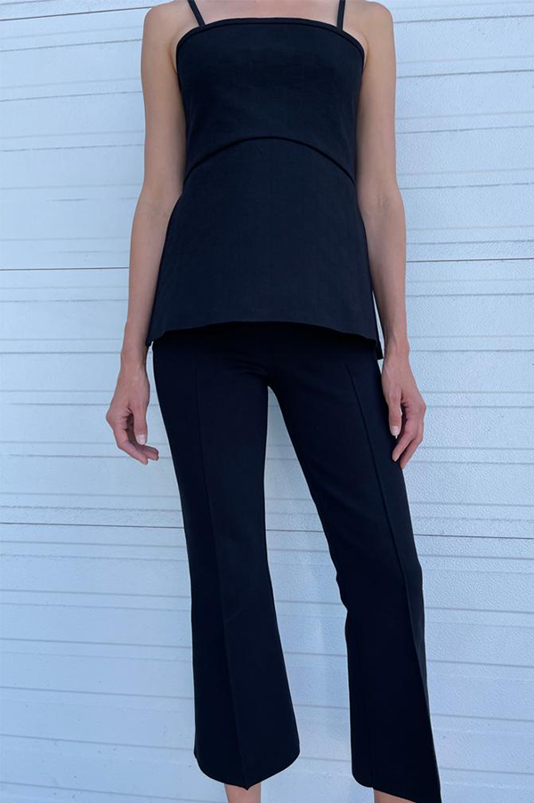 High Sport Kick Stretch-Cotton Pants In Subtle Jacquard Black