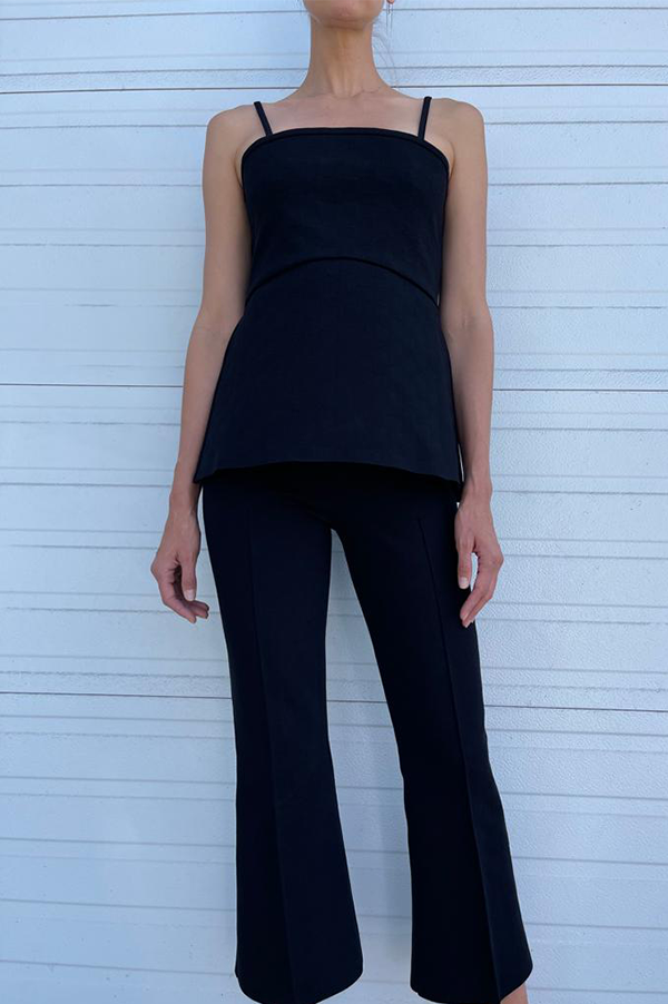 High Sport Kick Stretch-Cotton Pants In Subtle Jacquard Black