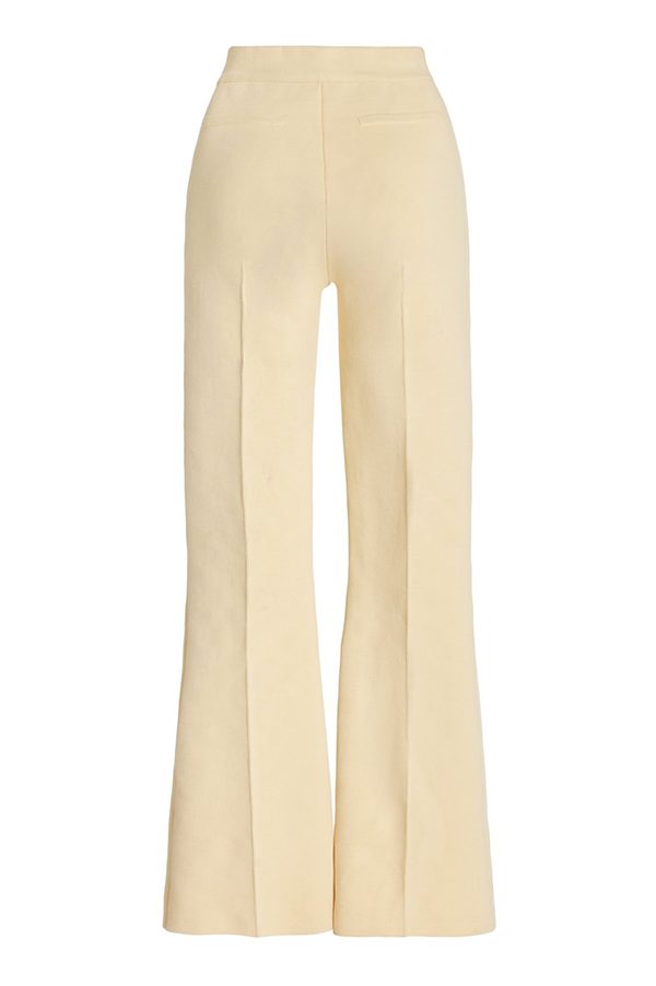High Sport Kick Stretch-Cotton Pants In Subtle Jacquard Pale Yellow