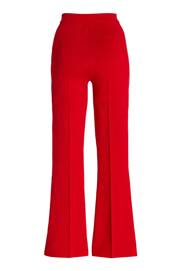 High Sport Kick Stretch-Cotton Pants In Subtle Jacquard Red