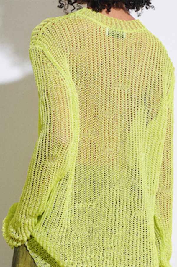 Kuma Open Knit Sweater in Neon Yellow
