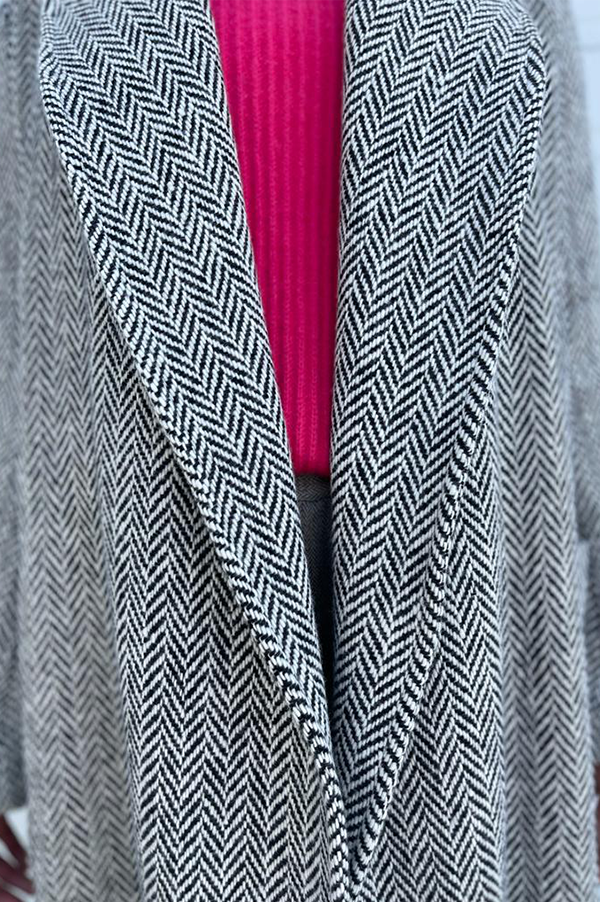 Long Herringbone Coat in Black and White (Sold Out)