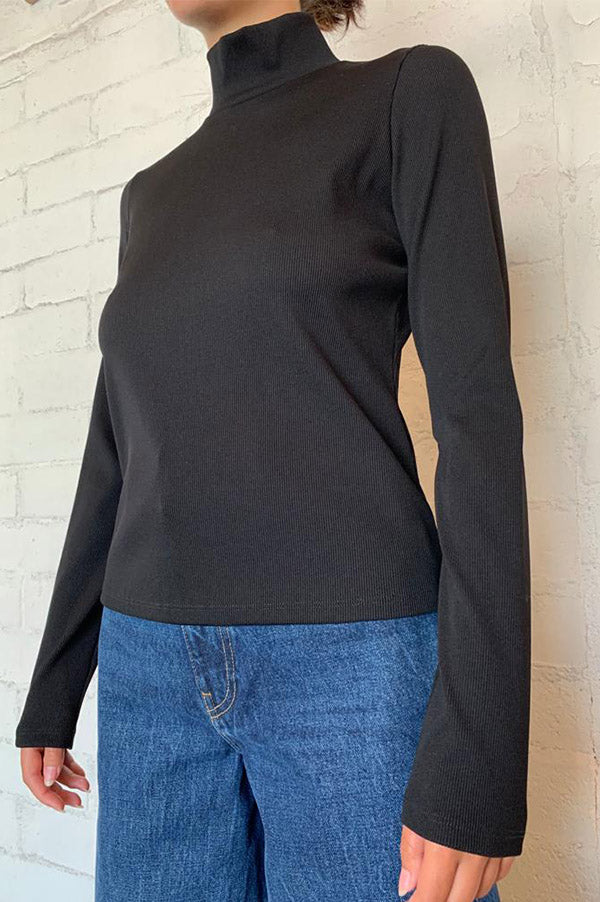 Long Sleeve Mock Neck Rib Top