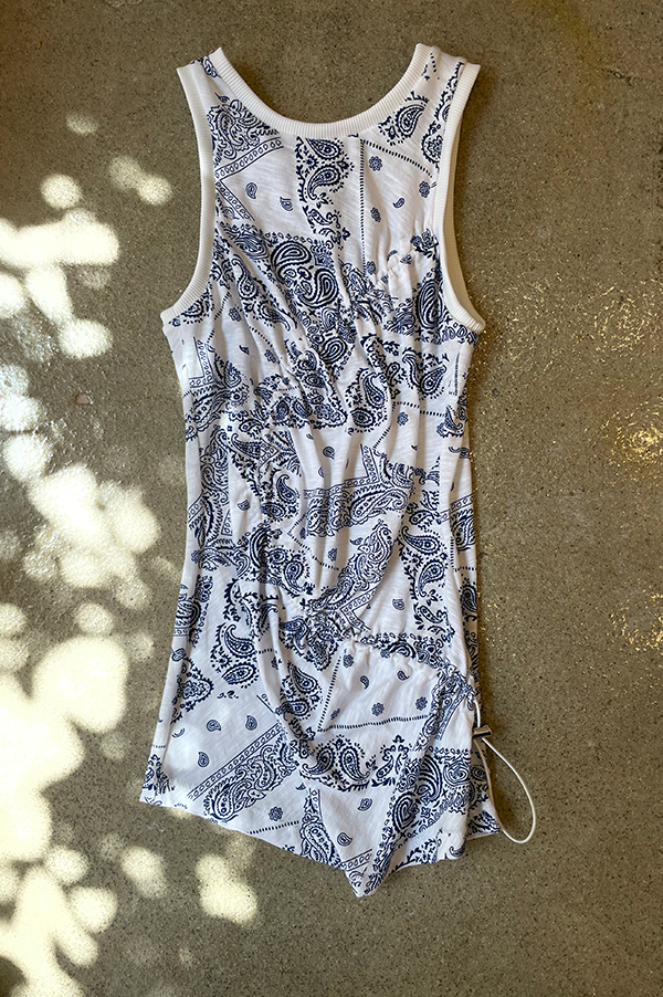 Bungee Cord Tank in White/Cobalt Paisley Print