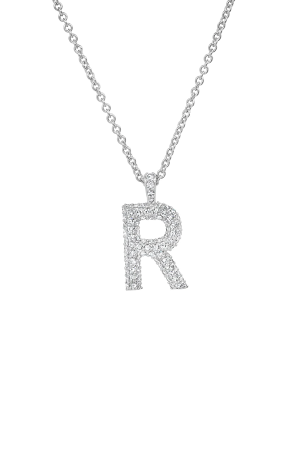 Diamond Puffy Initial Necklace