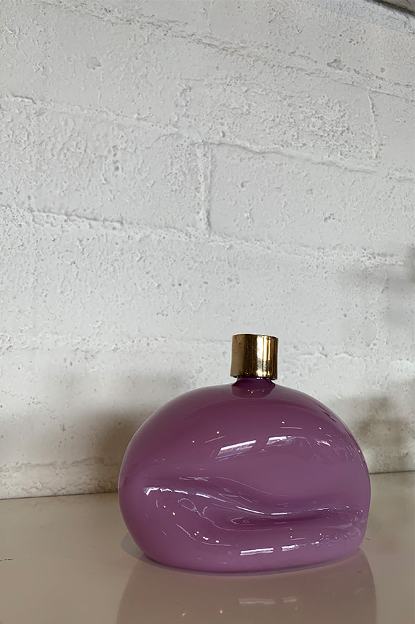 Purple Glass + Bronze Candlestick Holder