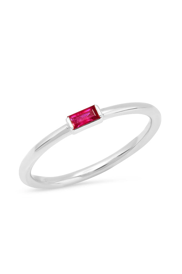 Ruby Baguette Solitaire Ring