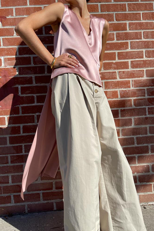 Satin Back Crepe Top in Blush