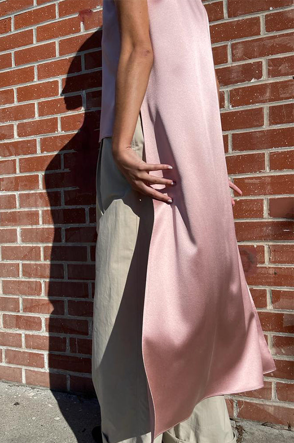 Satin Back Crepe Top in Blush