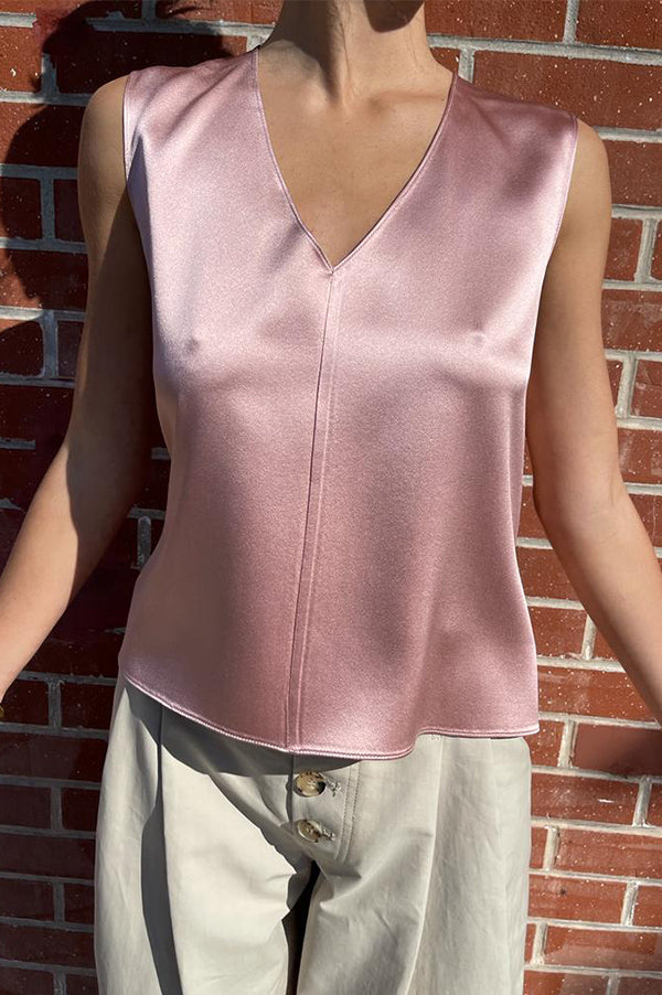 Satin Back Crepe Top in Blush
