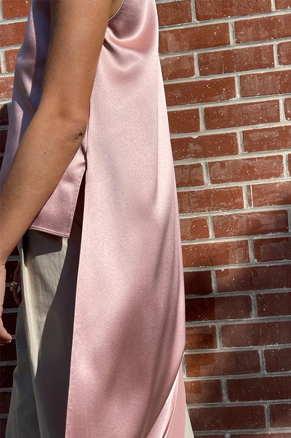 Satin Back Crepe Top in Blush