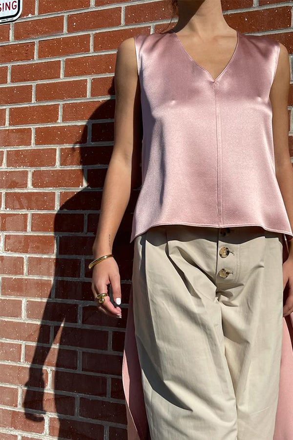 Satin Back Crepe Top in Blush