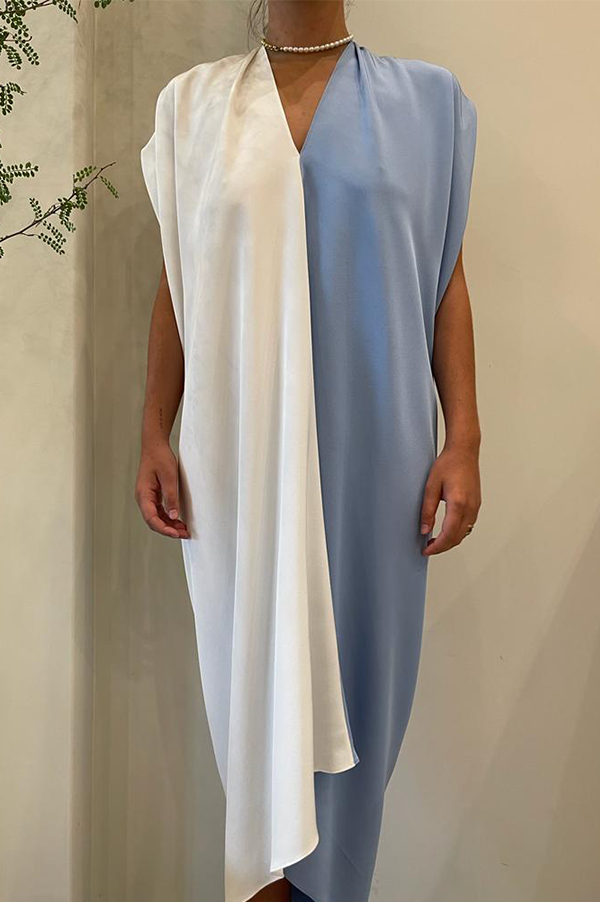 Silk Blue & White Dress