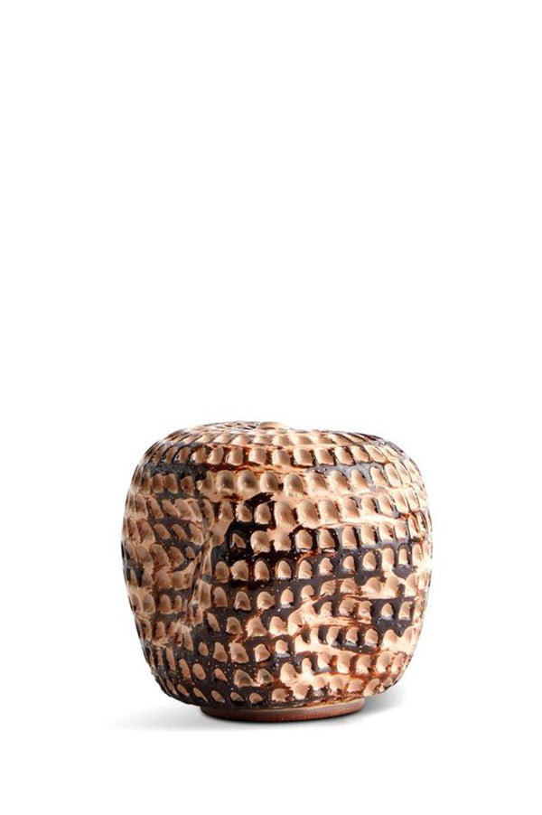 Small Carved Creme Ceramic Vase