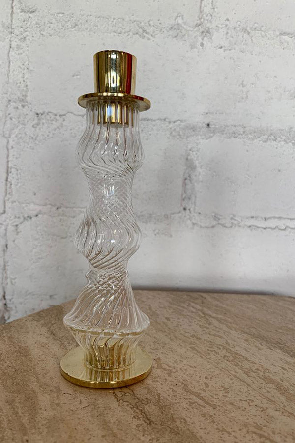 Aesa Medium Clear Glass + Bronze Candlestick Holder