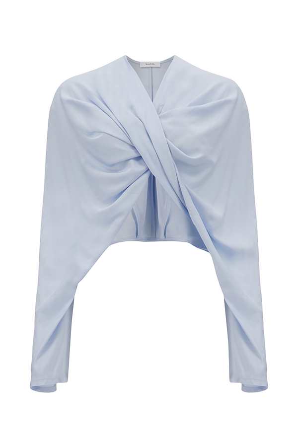 Twist Blouse in Powder Blue