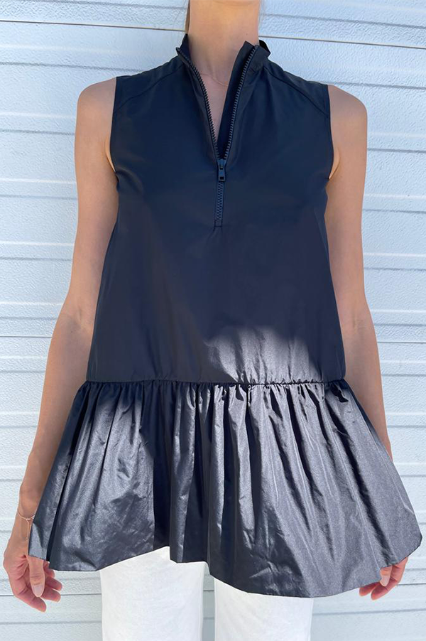 Taffeta Sleeveless Top in Black