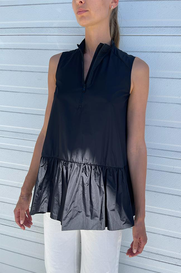 Taffeta Sleeveless Top in Black