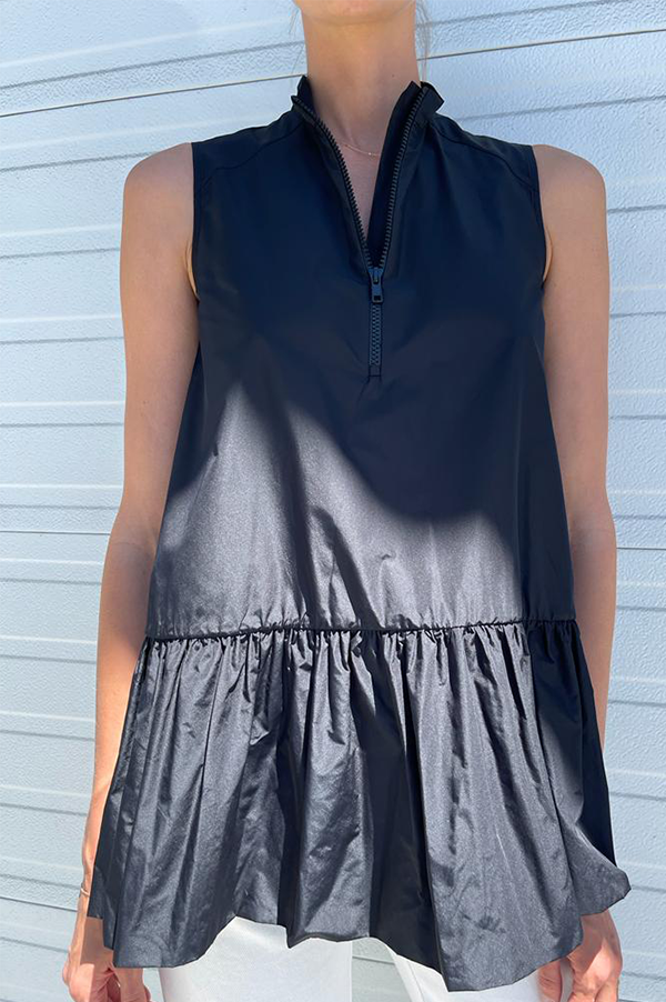 Taffeta Sleeveless Top in Black