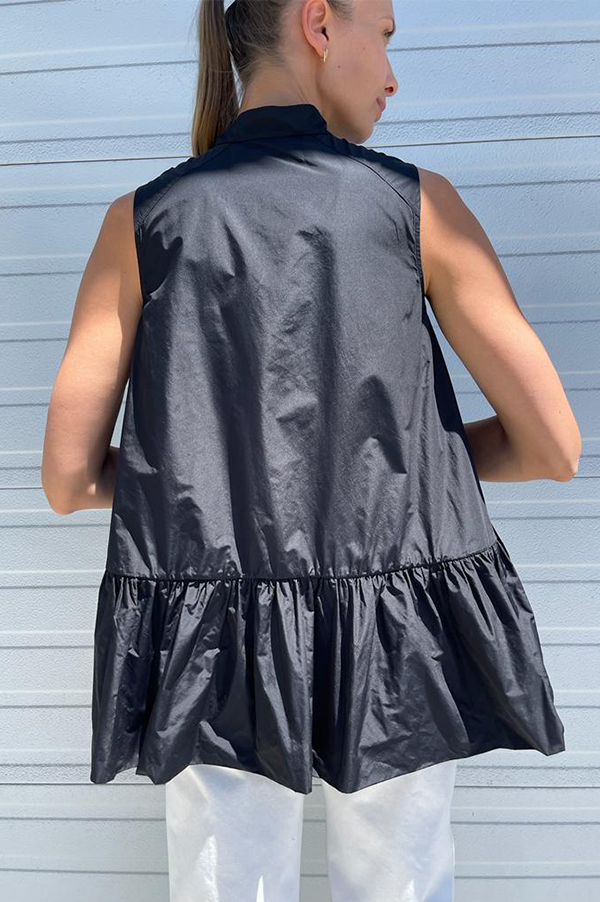 Taffeta Sleeveless Top in Black