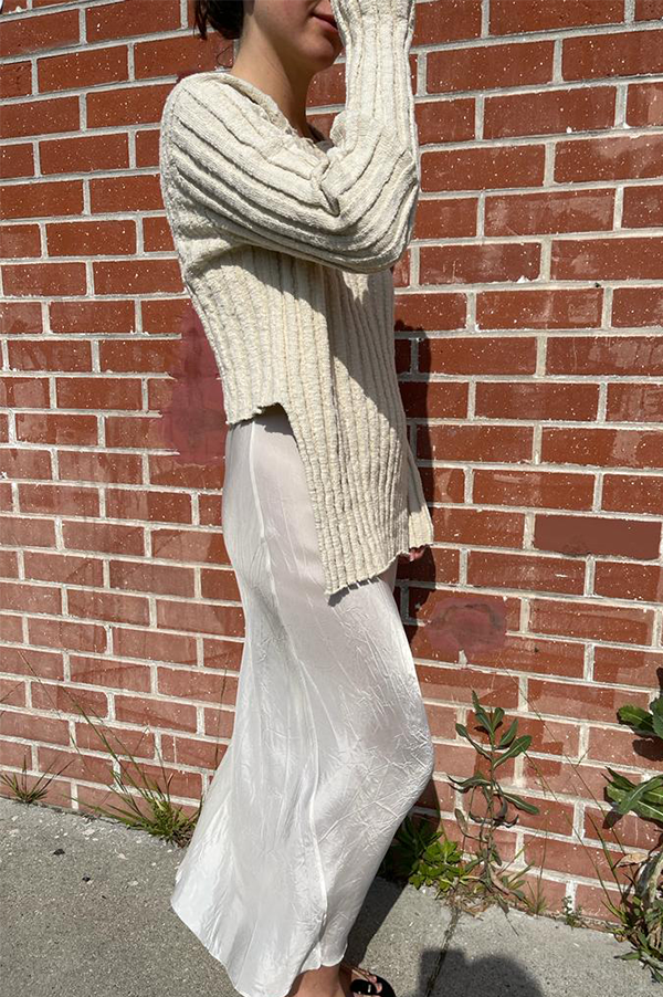 Organic by John Patrick Calf-Length Bias Long Slip in Vintage White