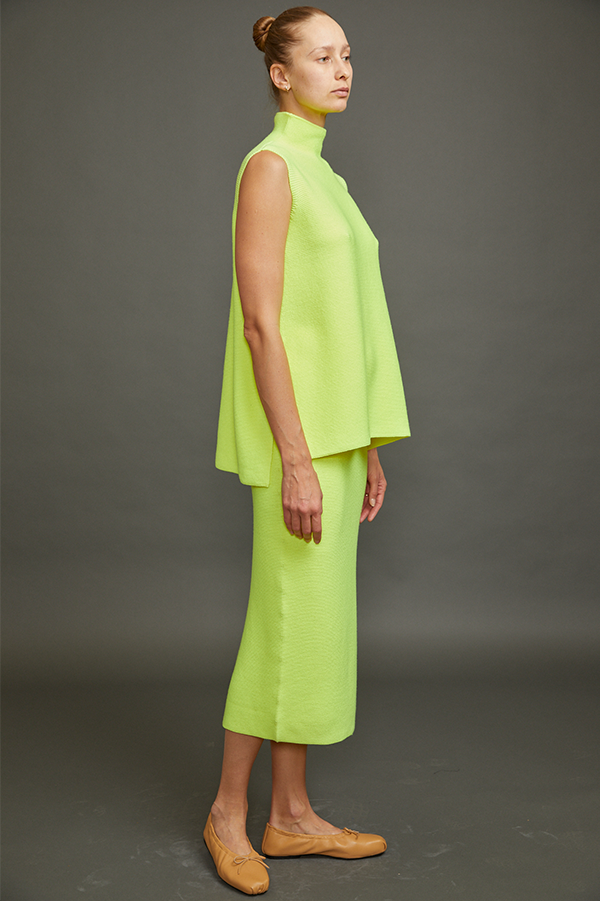 Kewi Whole Garment Knit Sleeveless Top In Fluorescent Yellow (Sold Out)
