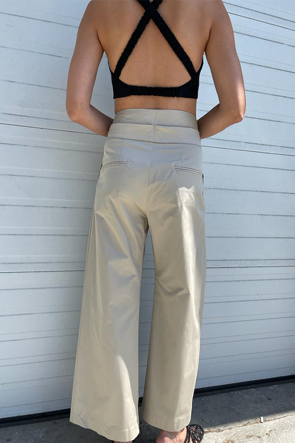 Wide Leg Pant with Belt in Cream – Des Kohan