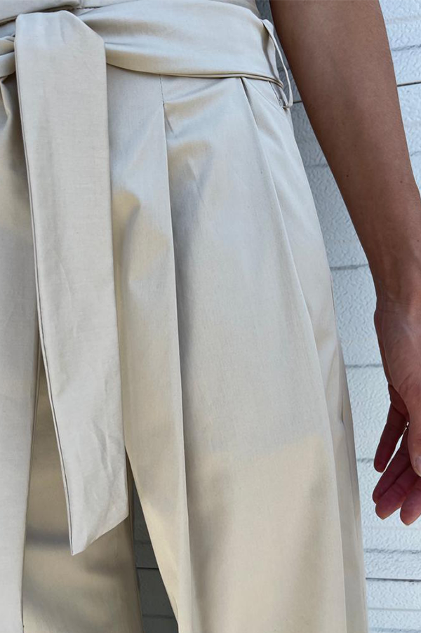Dusan cotton Wide leg pant with belt in cream