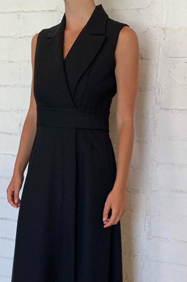 Sid Neigum Wrap Suiting Vest/Dress with Pocket In Black’