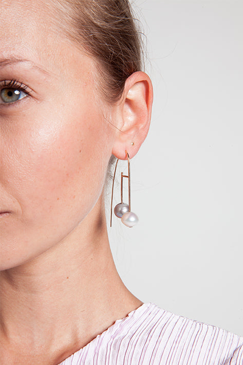 Large Grey Baroque Pearl & Diamond Earrings | Berlinger Jewelry