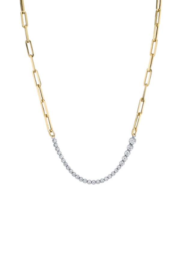 Ascending Diamonds Tennis Necklace on Rectangular Chain
