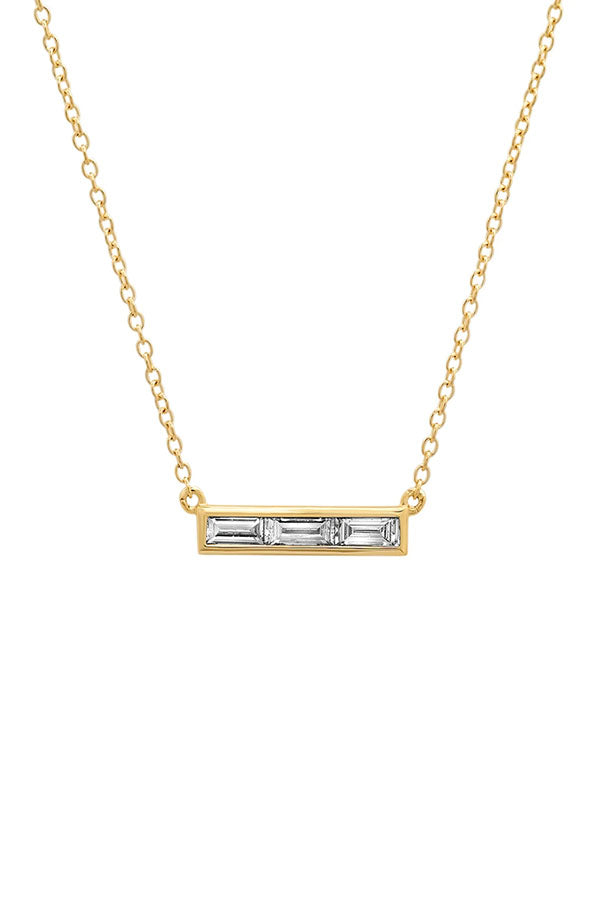 Triple Diamond Baguette Necklace