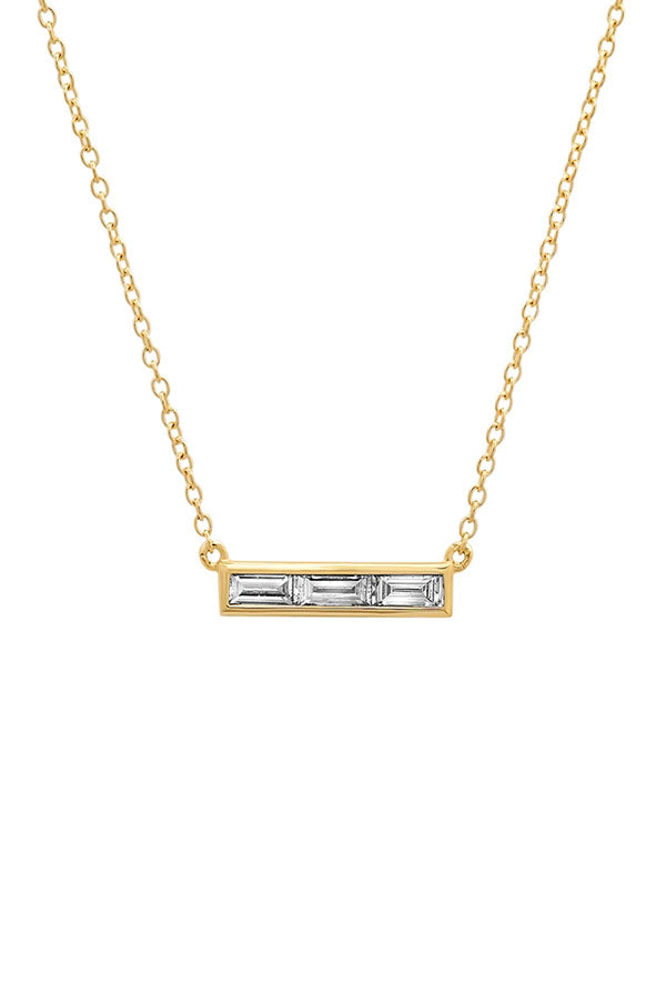 Triple Diamond Baguette Necklace